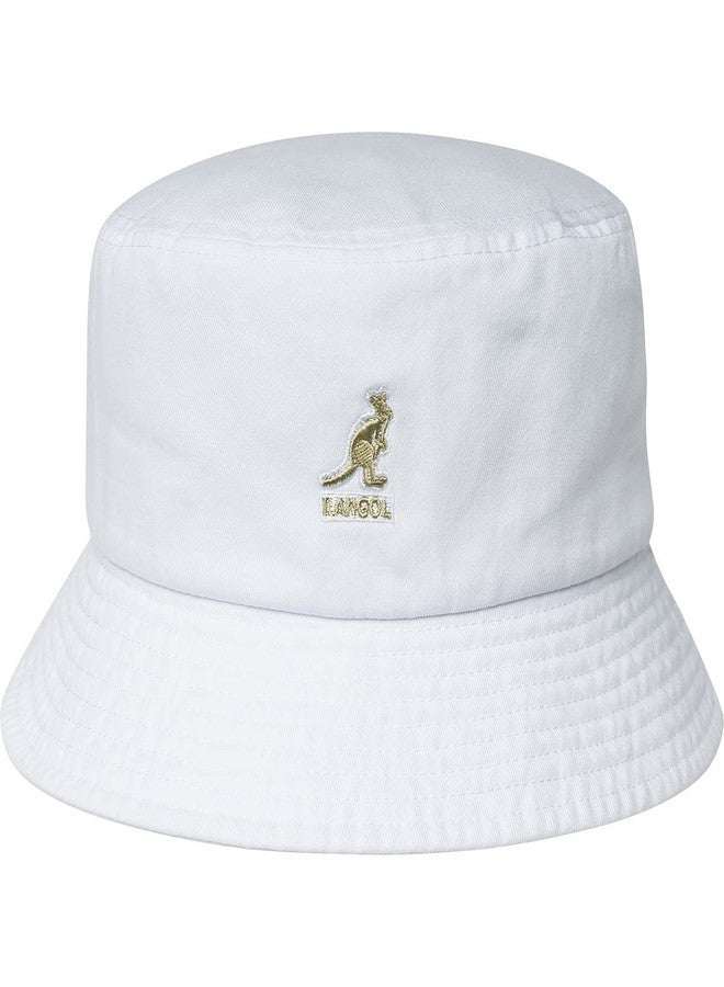 Kangol Washed Bucket Hat for Men and Women, Large, White - Image 1